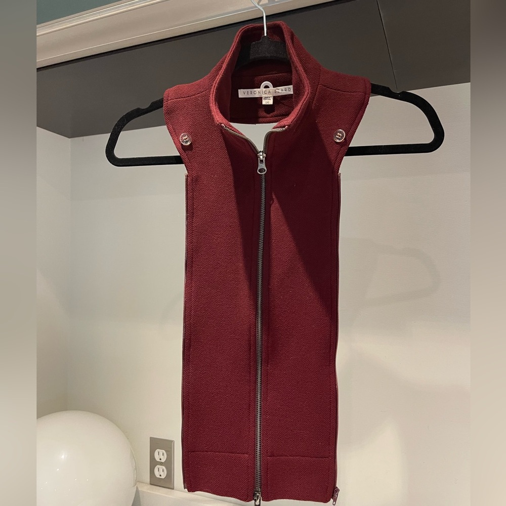 $248 Veronica Beard SANTO KNIT DICKEY jacket blazer zip insert merlot maroon